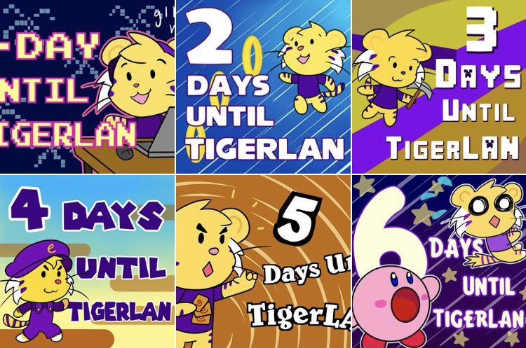 EsportsLSU's tweet photo. Also a big shoutout to @PancakeSunfish for her amazing artwork in the runup to #TigerLAN 💜💛 https://t.co/P8XouFmycB