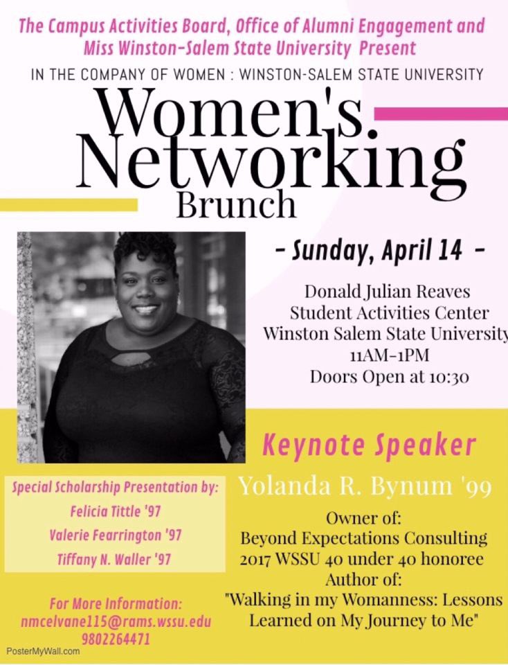 WSSU_CAB's tweet photo. Greetings beautiful ladies of WSSU..

Sunday, April 14th #WSSU will be housing a.....

Women’s Networking Brunch!!!

Join us as we gather all of the lovely women of WSSU to create an experience of a life time. 

Doors open at 10:30am!
#WSSU #SAVEARAM #wssu22 #wssu21 #wssu20 https://t.co/f8pMuMU47m