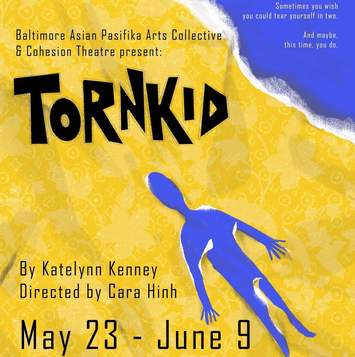 CohesionTheatre's tweet photo. "Sometimes you wish you could tear yourself in two.
And maybe, this time, you do."
#Tornkid https://t.co/G3i5Dac9WL