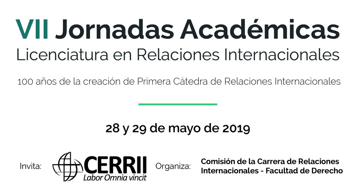 CERRII_21's tweet photo. Las VII Jornadas Académicas de Relaciones Internacionales tendrán 4 tipo de actividades: 

I) paneles temáticos
II) conferencias
III) mesas redondas
IV) actividades de difusión

En TODAS ellas se podrá participar como oyente. A la brevedad se dispondrá de un link para inscribirse https://t.co/hRLtHg9HFi