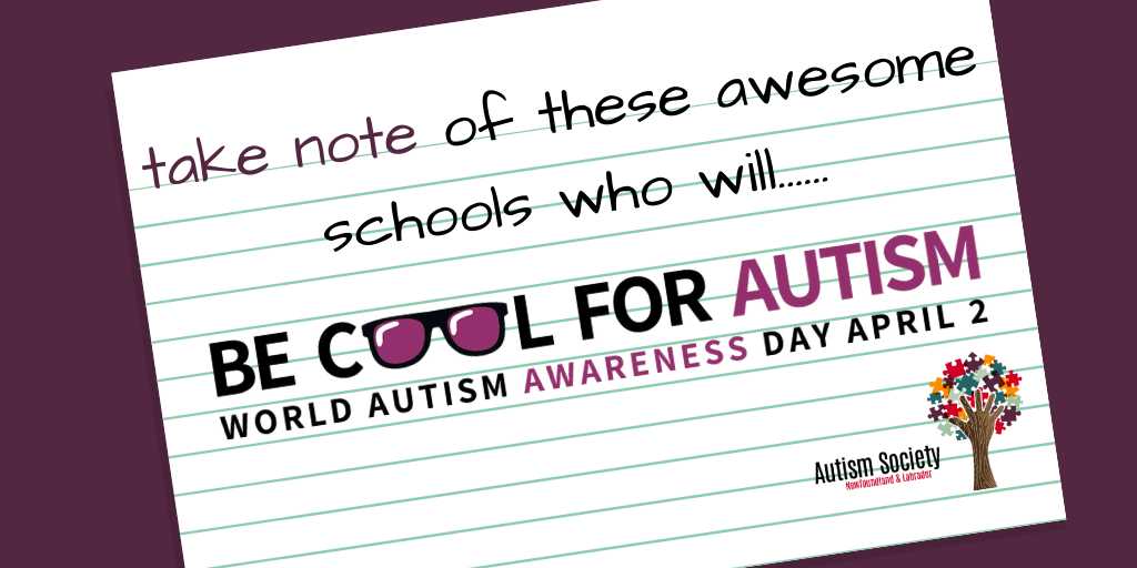 Shout out to Avoca Collegiate, Conrad Fitzgerald Academy, Riverside Elementary <a href="/riversidees/">Riverside Elementary</a>, Burgeo Academy <a href="/BurgeoAcademy/">Burgeo Academy</a>, Helen Tulk Elementary <a href="/HelenTulkElem/">Helen Tulk Elem</a> and Lewisporte Academy who will #BeCoolForAutism tomorrow for #WAAD2019! #AutismAcceptance 😎