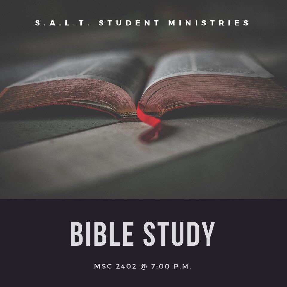 salt_tamu's tweet photo. Happy Monday! We hope you are having a great start to your week. Please join us tonight for a Bible Study! We will be meeting in our original room at 7:00 PM. Come prepared to learn about the Word and hear from those who will be running for office. We will see you tonight ☺️ https://t.co/Qr5t032rAx