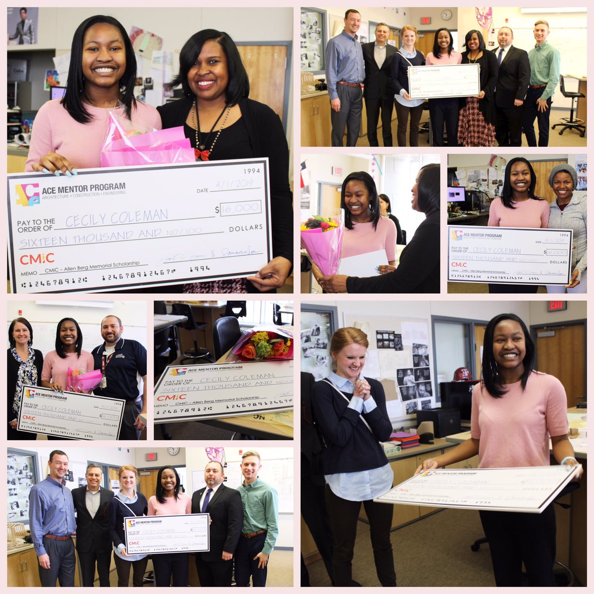 evadcoleman's tweet photo. #NoJoke! My daughter Cecily surprised as recipient @ACEMentor @cmicsoftware #AllenBerg #Memorial #Scholarship! Thx @friscoisd @FISD_CTE_Center #Architecture instructor #ClintFloyd & #AceMentorDFW for guidance & support! #Grateful to Berg family & #CMiC #TheWidowFiles #IMessenger https://t.co/zKlXp3wbSY