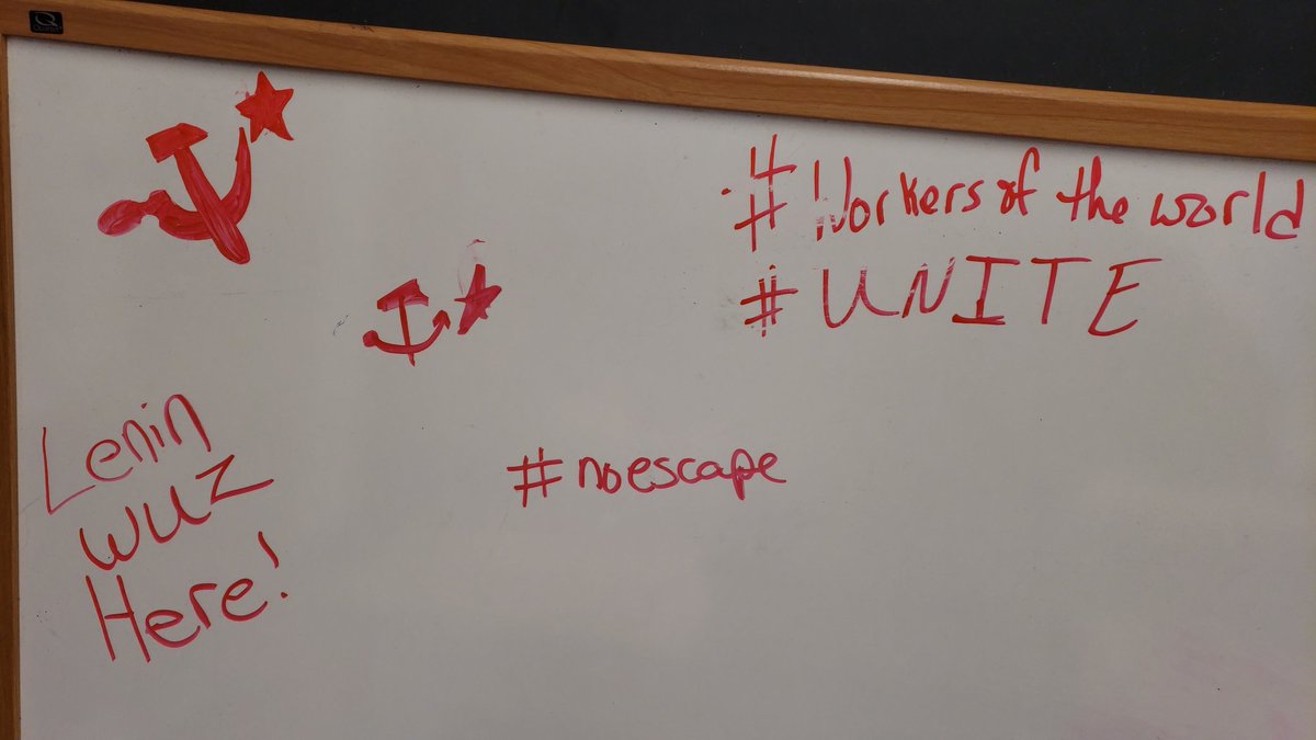 MrFalduti's tweet photo. Students (captured American spies) in #USII trying to #escapetheroom before the Soviets come back to get the nuclear codes out of them. It didn't end well 😫 #nvalleyed #coldwar #history https://t.co/ZG6XREuCwo