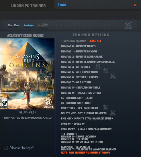 Assassin's Creed: Origins Trainer 