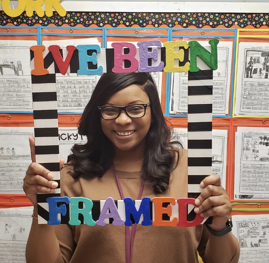 CorneliusElem's tweet photo. What a glorious Monday! Ms. Caldwell got framed this morning and was all smiles when she received her treats from her colleague! #gotframed @etc_fabfirst https://t.co/gkMs7Fju6N