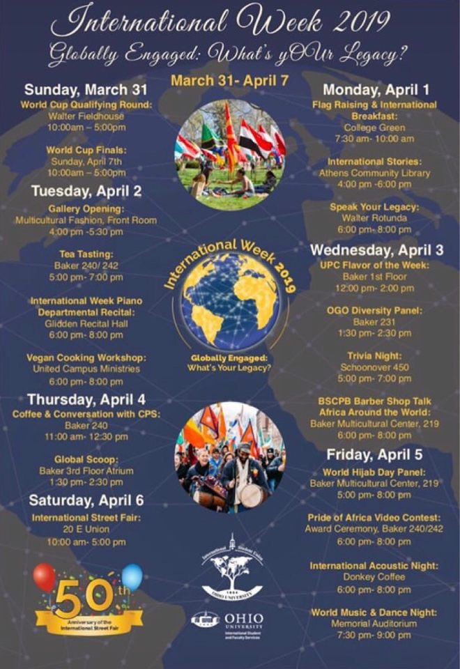 LSUOhioU's tweet photo. This week is international week, come out and join in on some cultural fun. Hope to see you there! https://t.co/ShFmAUUC1C