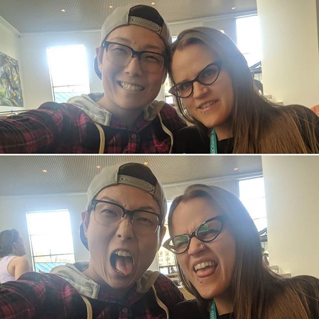 elee_panda's tweet photo. The only two pics we took together during our time in #Portland this past weekend at #AWP2019 📚💖 Thank you @sf_rainbowfox for inviting me into your world and community of beautiful writers ✌️ https://t.co/9LCVrIzOh3 https://t.co/oAzOEUbW6e