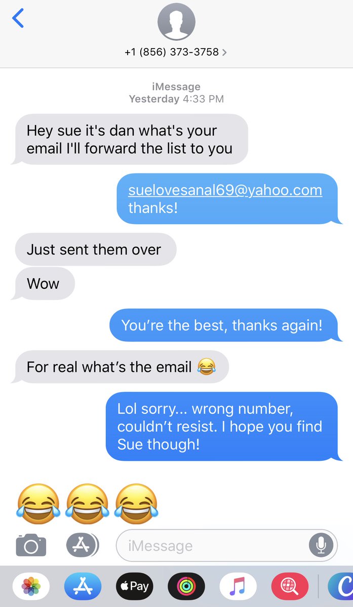 SdotRabbitt's tweet photo. ⁦@jimmyfallon⁩ At least Dan thinks I’m funny.. #WrongNumber #TextualTroll #MyAwkwardTexts https://t.co/HUuMQG5ZwR