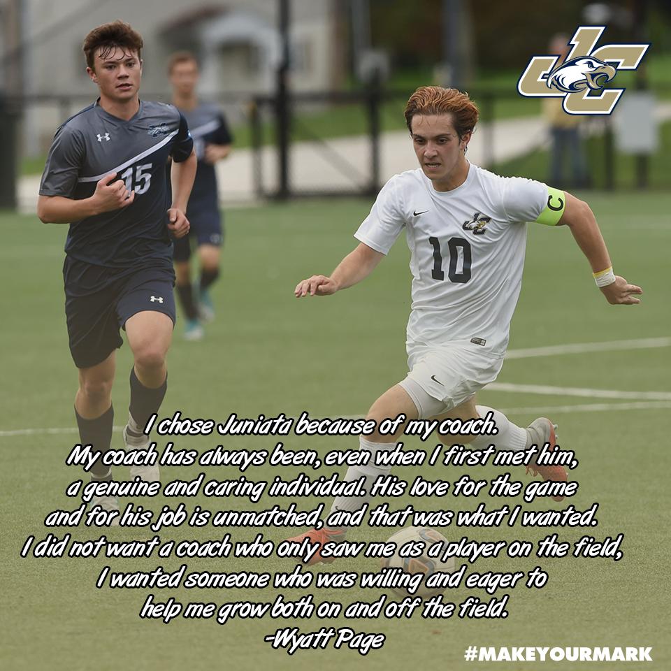 LandmarkConf's tweet photo. "...Without my coach, I would not be the person I am today, and the person I strive to be tomorrow. If he were not the coach at Juniata, I would not be here."

Wyatt Page, @JuniataEagles @JCMensSoccer 

🔗 https://t.co/thsvH8fzc4 

#WhyD3 #D3Week https://t.co/nz2N84IFj2