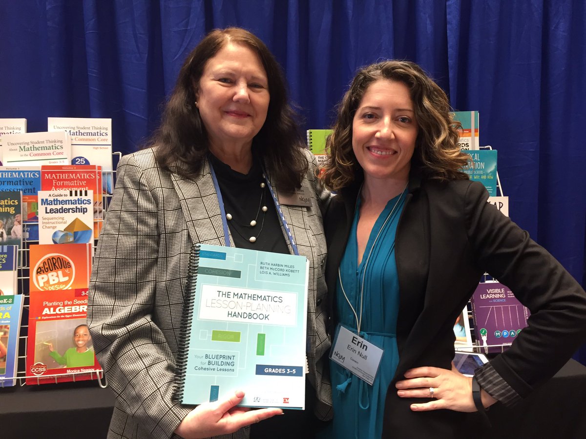 ErinNull1's tweet image. Celebrating with dear friend and author Ruth Harbin Miles on the release of the full #mathlessonolanning series! #NCSM19 @CorwinPress
