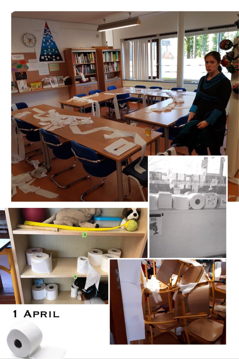 Na het verzoek aan de ouders van voornamelijk onze mb en bb leerlingen om een wc-papier mee te nemen, hadden we op school gelukkig geen te kort meer 

tja, maar wie de bal kaatst....#1APRIL