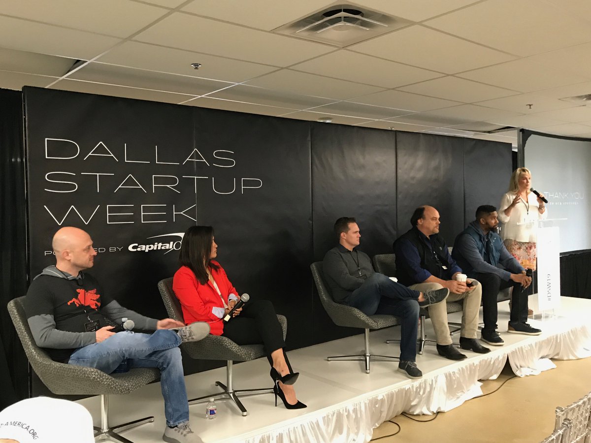 tperot's tweet photo. RT DallasEcoDev: What better way to start your Monday than with Leaders of Innovation at #DalStartupWeek? Loved hearing so many #startup success stories from the founders of #gigwage #hypergiant #dialexa &amp; #capitalfactory. #DSW19 https://t.co/xrsd66Jrr0