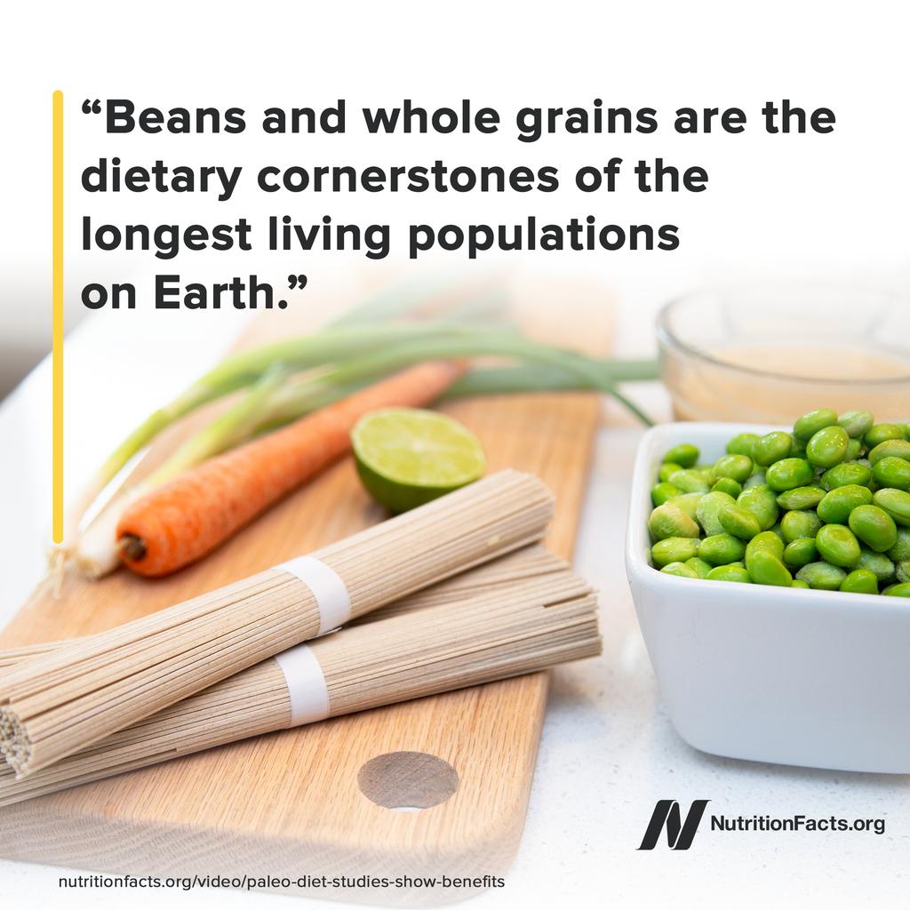 nutrition_facts's tweet photo. I’m all for condemning the Standard American Diet’s refined carbs, “nonhuman mammalian milk,” and junk foods, but proscribing legumes is a mistake. Check out some of the pros and cons to paleo-like diets in the video "Paleo Diet Studies Show Benefits" here https://t.co/wvOQPU4wVk https://t.co/n9rmBd5OSV