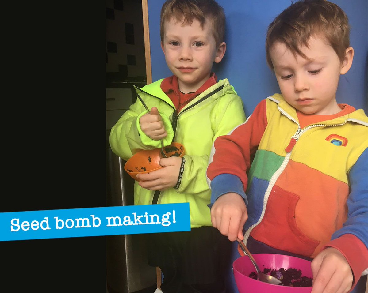 whizzpopbangmag's tweet photo. "Me and my brother Sammy made some seed bombs with seeds, flour, mud and water. We mixed them up and then made them into balls. We liked getting muddy hands. We have now planted them in the garden. We choose seeds which will attract bees! I hope they grow!"
From Arthur, aged 6 https://t.co/1jWCJiI9mZ
