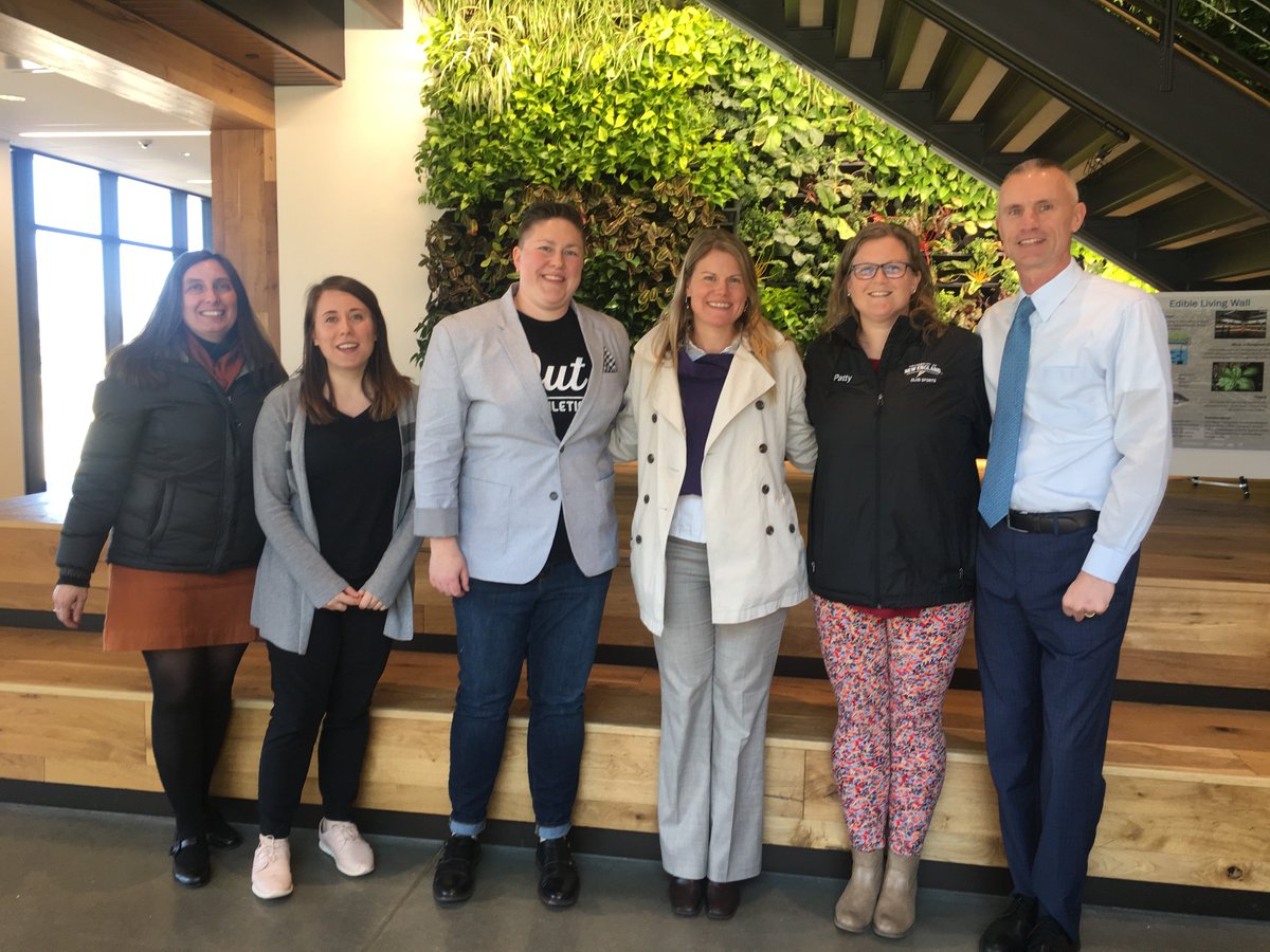 Thank you to <a href="/DrKayMcCauley/">Kayleigh McCauley-Sayer</a> for spending time at her alma mater today. A former FH and SB student-athlete here, Kayleigh founded 'Out in Athletics', which specializes in in LGBTQA+ athletic policy creation and revision, as well as on-campus programming and facilitation. #WeAreUNE