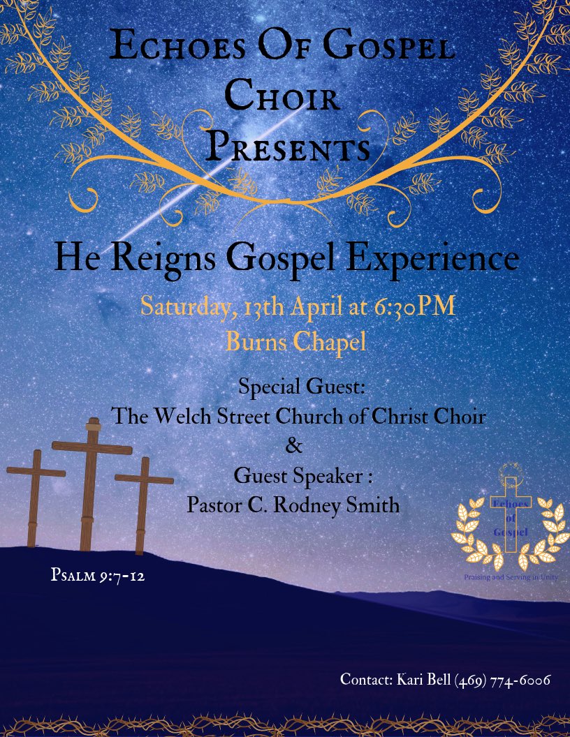 MSU_Echoes's tweet photo. Hey y’all! It’s that time of the year again! Our concert for this semester will be centered on celebrating the resurrection of Jesus! We hope to see you all on April 13th! https://t.co/NX6SP01D2n