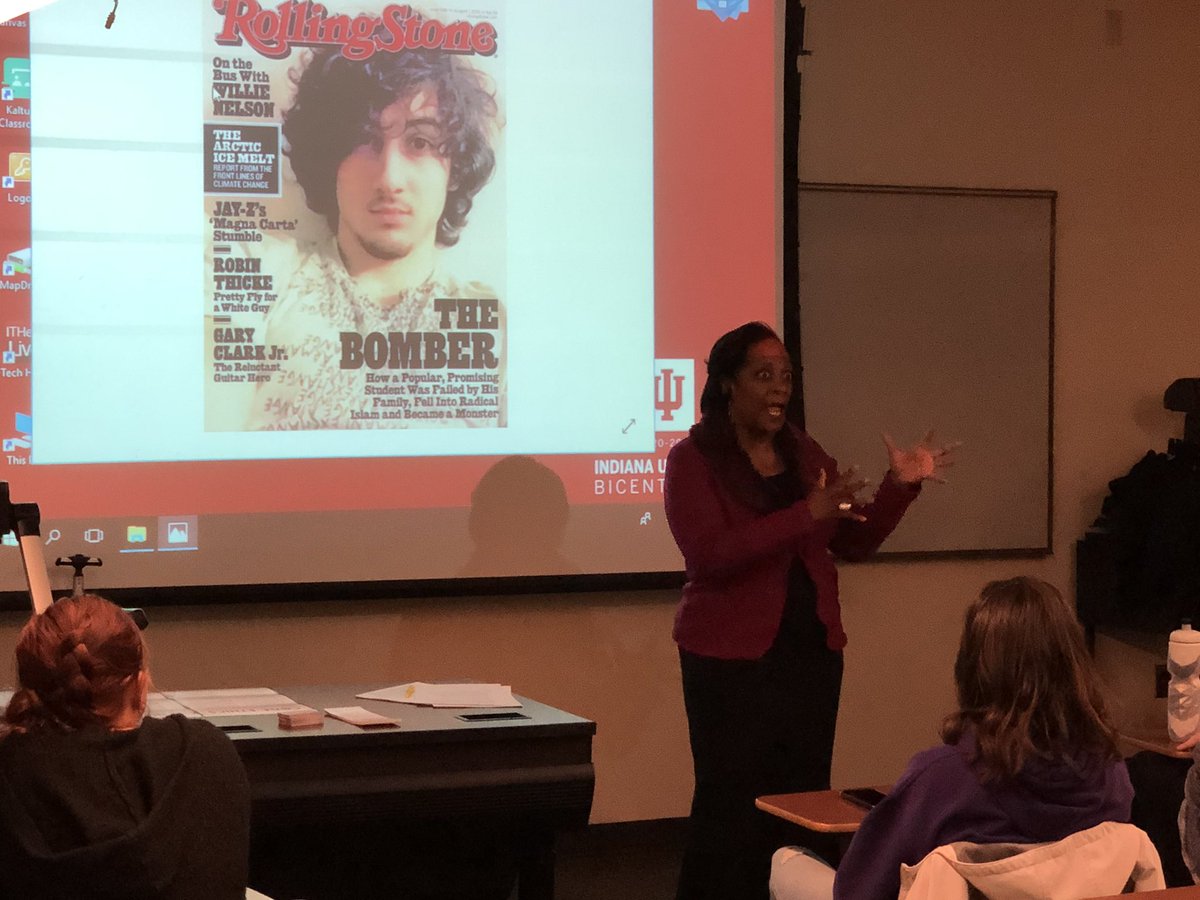 Alison Bethel McKenzie, Executive Director of the Society for Journalists spike with my Ethics class at IUPUI today! #spj #FredsJ410Ethics
