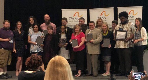 EnrichmentWS's tweet photo. @EnrichmentWS was proud to receive two awards at @TheArcofNC's "Rooted In Advocacy" conference this weekend -- Distinguished Affiliate and Chapter Innovation. Congrats to all award winners! #RootedInAdvocacy #lifenotlimitations https://t.co/X6jEull2If