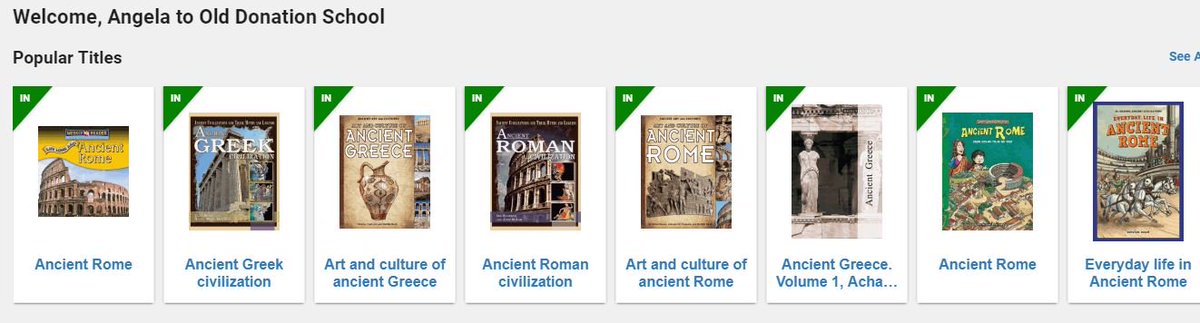 abgerman's tweet photo. When the data shows the "most popular" titles on @FollettLearning #DestinyCatalog at @BrickellAcademy are #ebooks for the #GreeceandRomeMuseum you are #winningwithresearch #Trending @realmscamper @vblms @MrsMorin3 @vabeachteach @knechtpam @lettuceteach @RidlonLynn https://t.co/VzRnefcbyS