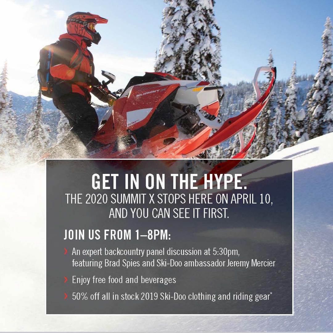 PowerWorldSport's tweet photo. What more motivation do you need to come to our Open House on April 10th! The 2020 Summit X Expert Edition brings refined ergonomics, added adjustability &amp; a shortened tunnel that combine for the most capable powder sled yet. #thatskidoofeeling#motivationmonday #skidooofficial https://t.co/NuSUVufht0