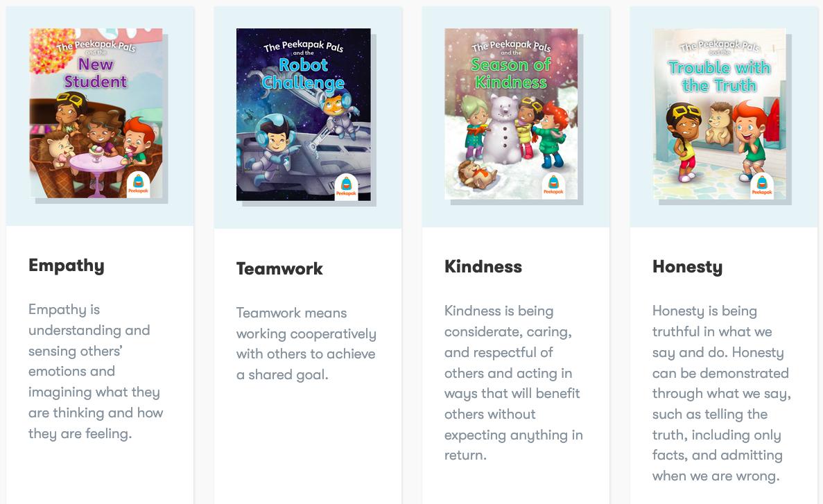 PaulSolarz's tweet photo. A2 - Here are some of the SEL skills my 4th graders focus on when they work with our #KinderPals (courtesy of @Peekapak): 

#learnlap https://t.co/NRD05DCjGE