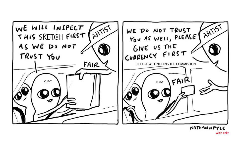 basically every single artist & client conversation 

original comic by @nathanwpyle 