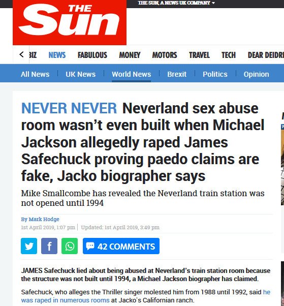 omg. Even the tabloids are throwing these allegations under the bus:"Neverland sex abuse room wasn’t even built when  #MichaelJackson allegedly raped  #JamesSafechuck proving paedo claims are fake, Jacko biographer says"  https://www.thesun.co.uk/news/8765566/neverland-sex-abuse-train-station-michael-jackson-james-safechuck/ #leavingneverland  @oprah