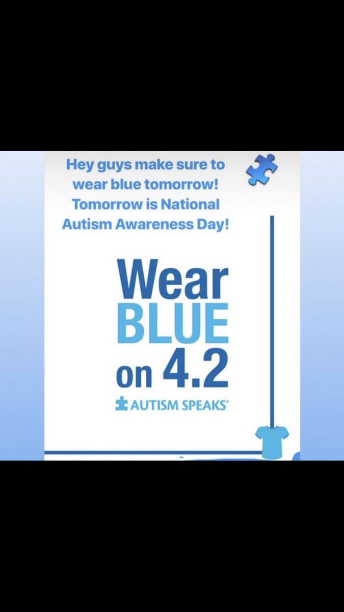 ccook4040's tweet photo. Wear blue tomorrow! 💙#AutismAwareness https://t.co/miU4cE8iUA