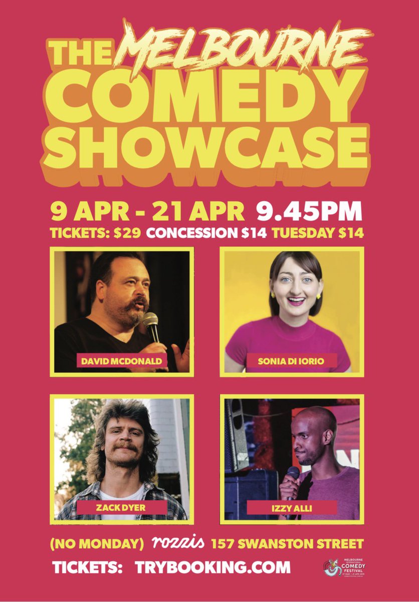 DmaccomedyDavid's tweet image. The Melbourne Comedy Showcase will be a fun line up show this micf.