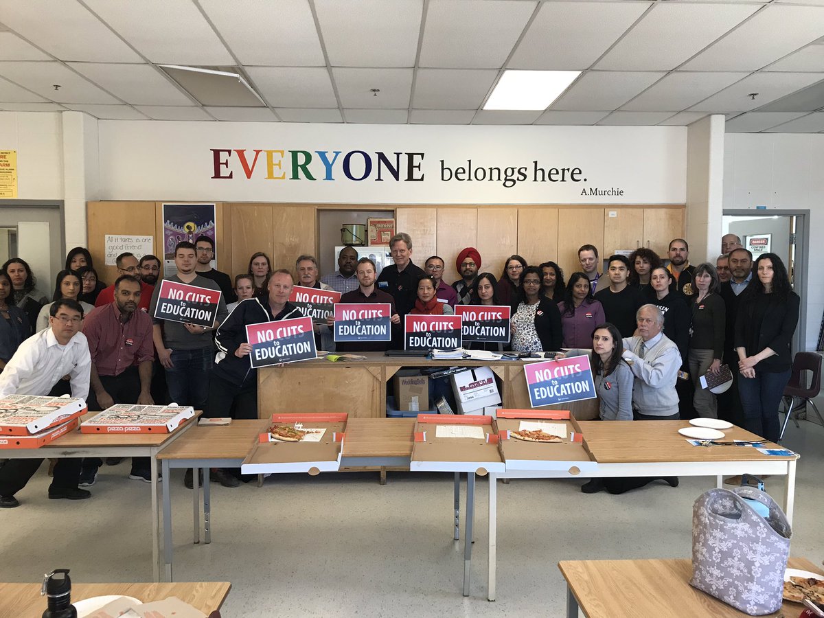 In the 2 weeks since your announcement @LisaThompsonMPP I’ve visited 8 schools to talk to over 500 teachers &amp; not 1 supports your massive cuts to education.  

These are some of the teachers I spoke to, which teachers are you talking to?

#onpoli #onted #osstf #NoCutsToEducation