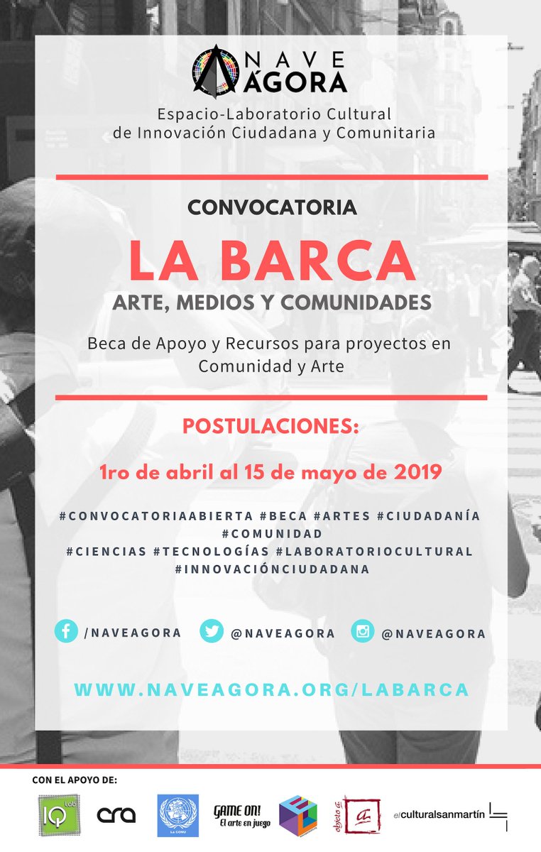 bernardopinero's tweet photo. CONVOCATORIA LA BARCA!!! TODXS INVITADXS!!! 
#Arte, #Medios y #Comunidades!!!
Primera acción de @NaveAgora , nuestro flamante Espacio-Laboratorio Cultural de Innovación Ciudadana y Comunitaria (con sede en Buenos Aires).
https://t.co/G2tRBOfIoH 🌐 https://t.co/IMKIugSrV4