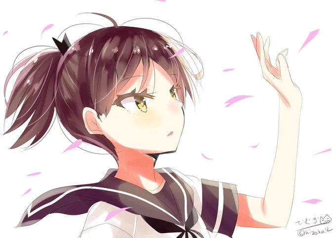 桜と敷波
#艦これ版深夜の真剣お絵描き60分一本勝負
#艦これ版真剣お絵描き60分一本勝負_20190401 
