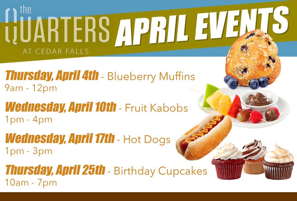 QuartersCF's tweet image. Spring is here!!! Make sure to check out April's Events!
#TheQuarters