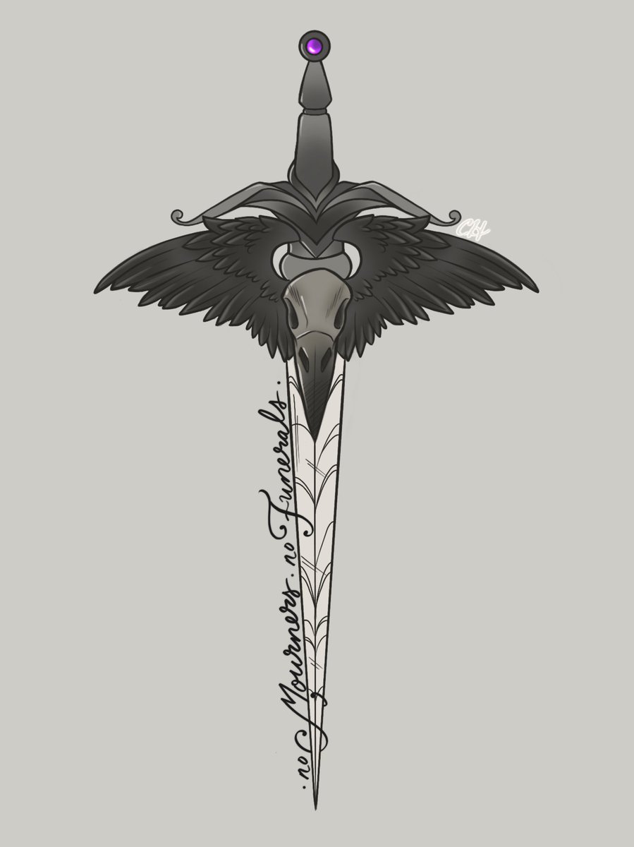 cara_harbin's tweet photo. Hey Twitter fam! Check out this  bookish #tattoo I designed for myself! Dedicated to my favorite books the Six of Crows Duology by Queen @LBardugo 😍 and although it isn't made from Gravebone, I get serious Nevernight vibes too! @misterkristoff #WritingCommunity https://t.co/rsGAjdJI5V