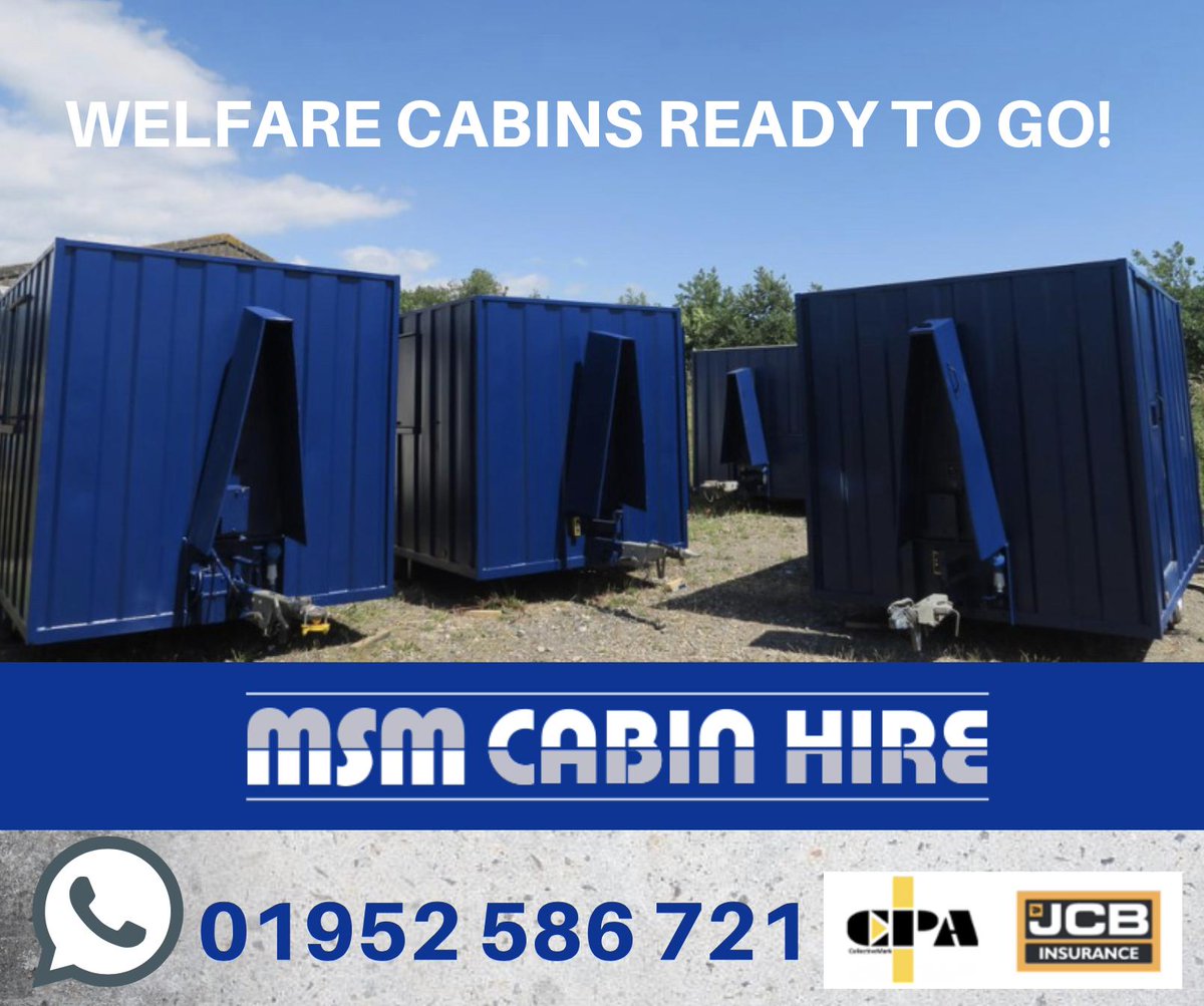 Freshly painted Welfare cabins ready to go! 
Our Welfare cabin hire services covering all of the UK 
Prices start at £80 per week for 7 man units 
Terms and Conditions apply

Call 01952 586721 or visit
msmwelfarecabins.co.uk
#welfarecabins #Theperfectwelfaresolution