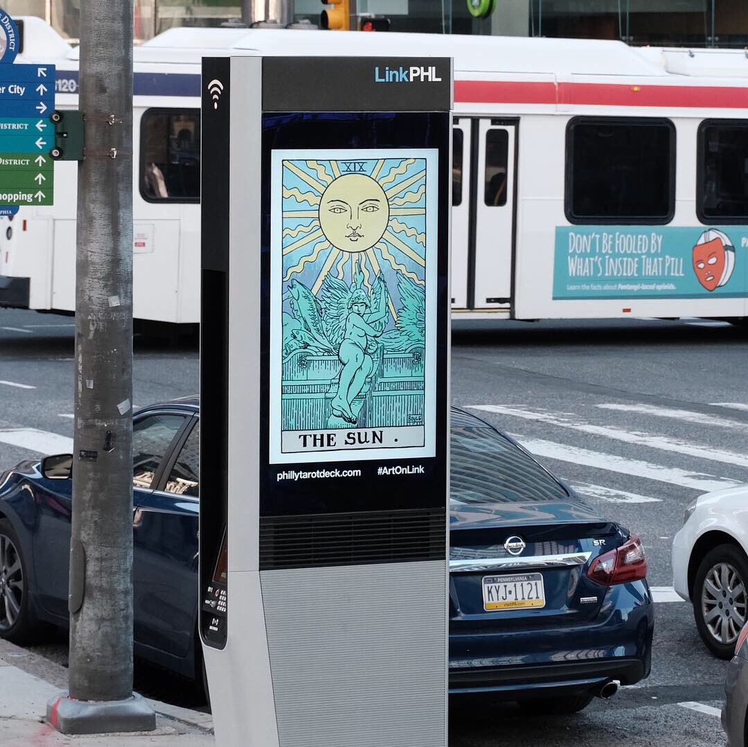 Link_Cities's tweet photo. The Philly Tarot Deck by James Boyle makes for some 🤩🔮 #ArtOnLink. #LinkPHL https://t.co/HJ2M0MOhtF
