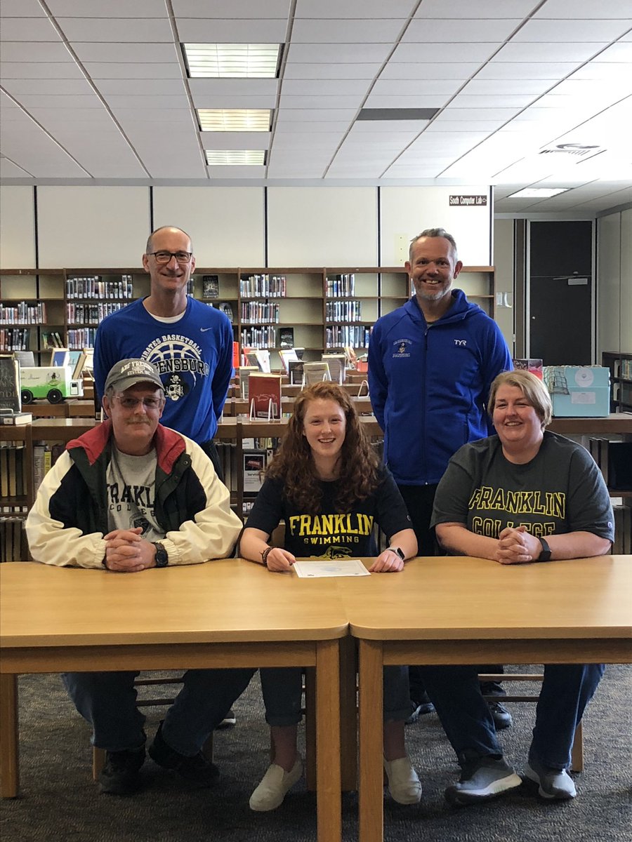SportsGDN's tweet photo. Congrats to Becky Pfeifer for signing with Franklin College to swim today. https://t.co/QoU3PWojev