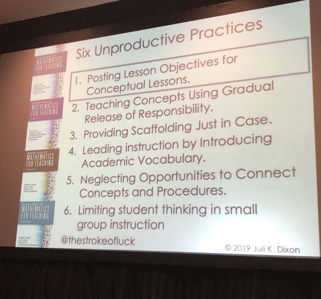“Posting the objective would have stolen the ah-ha from the students.” @thestrokeofluck #NCSM19