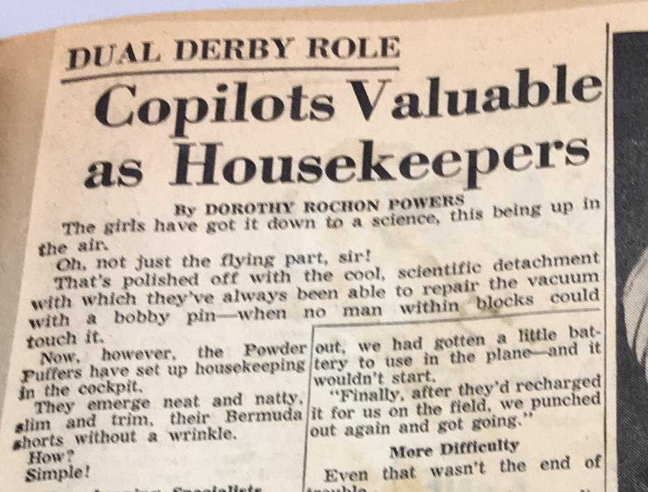RebeccaSiegel14's tweet photo. Sadly, this 1959 article about #womenpilots wasn't an #AprilFoolsDay joke. Even the most talented female #aviators had to deal with this type of treatment from the press. #powderpuffderby @TheNinetyNines #womeninaviation https://t.co/asAGg8RyHT