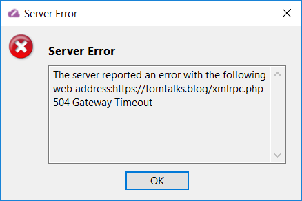 tomarbuthnot's tweet photo. If anyone knows how to fix this for me I will send you cake/beer.
It's really inconsistent. Often creating a new @OpenLiveWriter instance and copy-pasting the exact blog will let it post fine.
I can repro relatively easily if some logs needed
#Wordpress #OpenLiveWriter https://t.co/8zlvbqHPhe