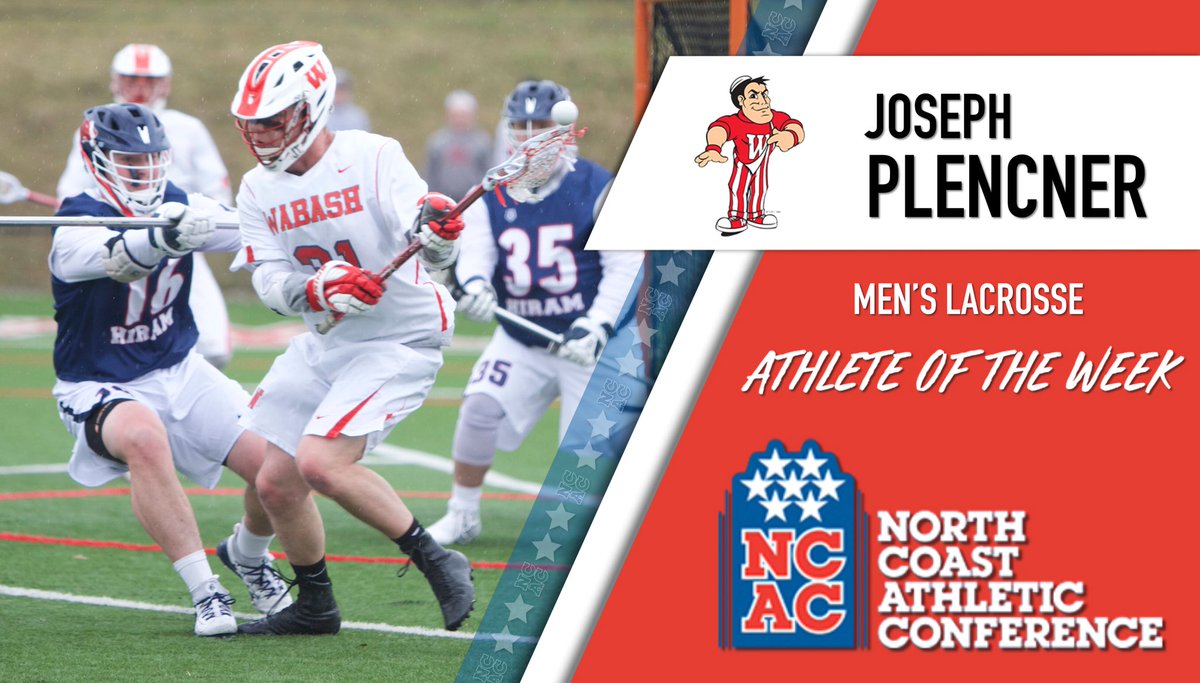 NCAC's tweet photo. NCAC Men’s Lacrosse Athlete of the Week

Joseph Plencner - Wabash https://t.co/9vpG8QY9Vz