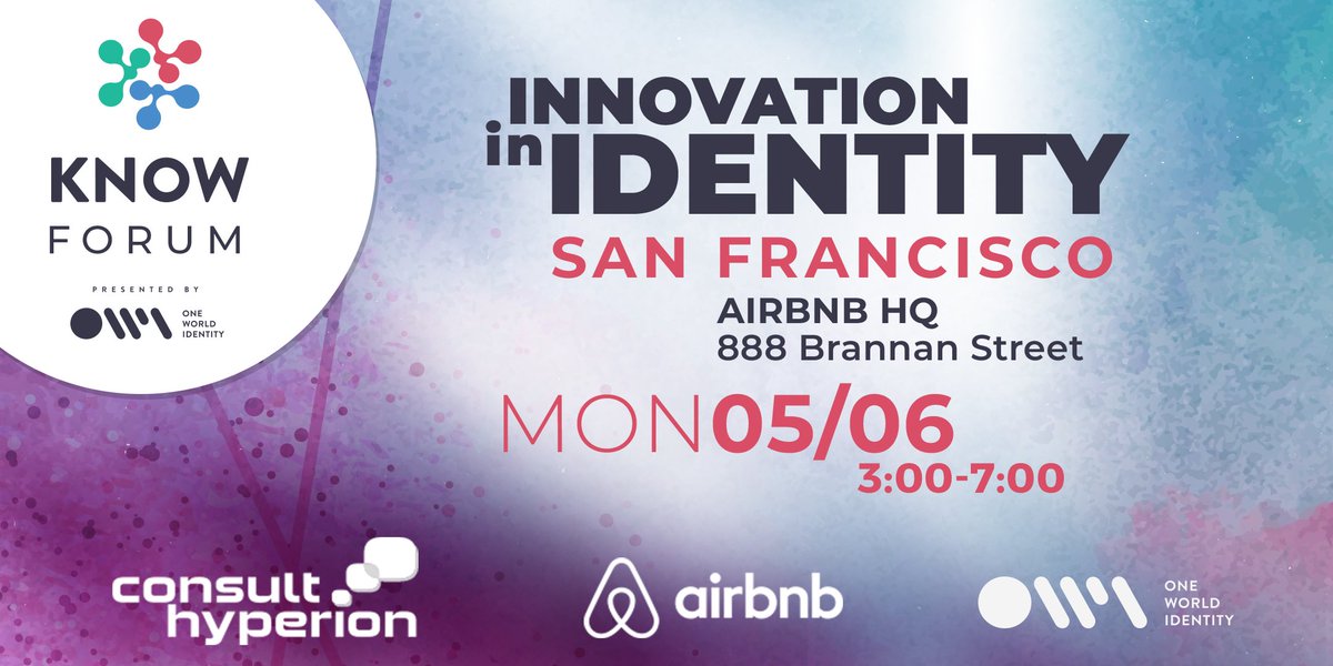 travisjarae's tweet photo. If you enjoyed @1WorldIdentity #KNOW2019 conference last week then you can’t miss out on our amazing regional events. Join us May 6th at @Airbnb in SF from 3-6PM for great discussion and networking. https://t.co/Dfwd3C08cq https://t.co/efbis1THw0