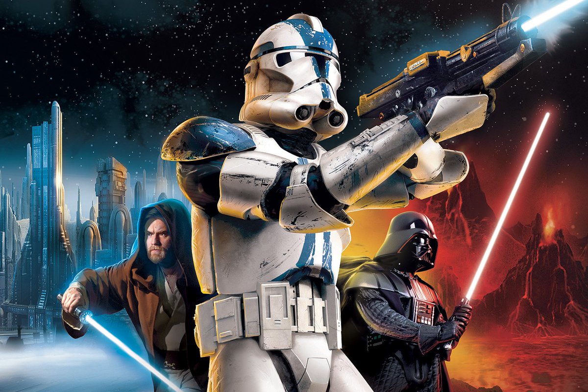 Polygon's tweet photo. Update: The 2005 Xbox game Star Wars: Battlefront 2 is now available free via Xbox Games With Gold, but Microsoft has clarified that it does not, in fact, support online multiplayer. https://t.co/6kRf6r73Ju https://t.co/am07WBqchY