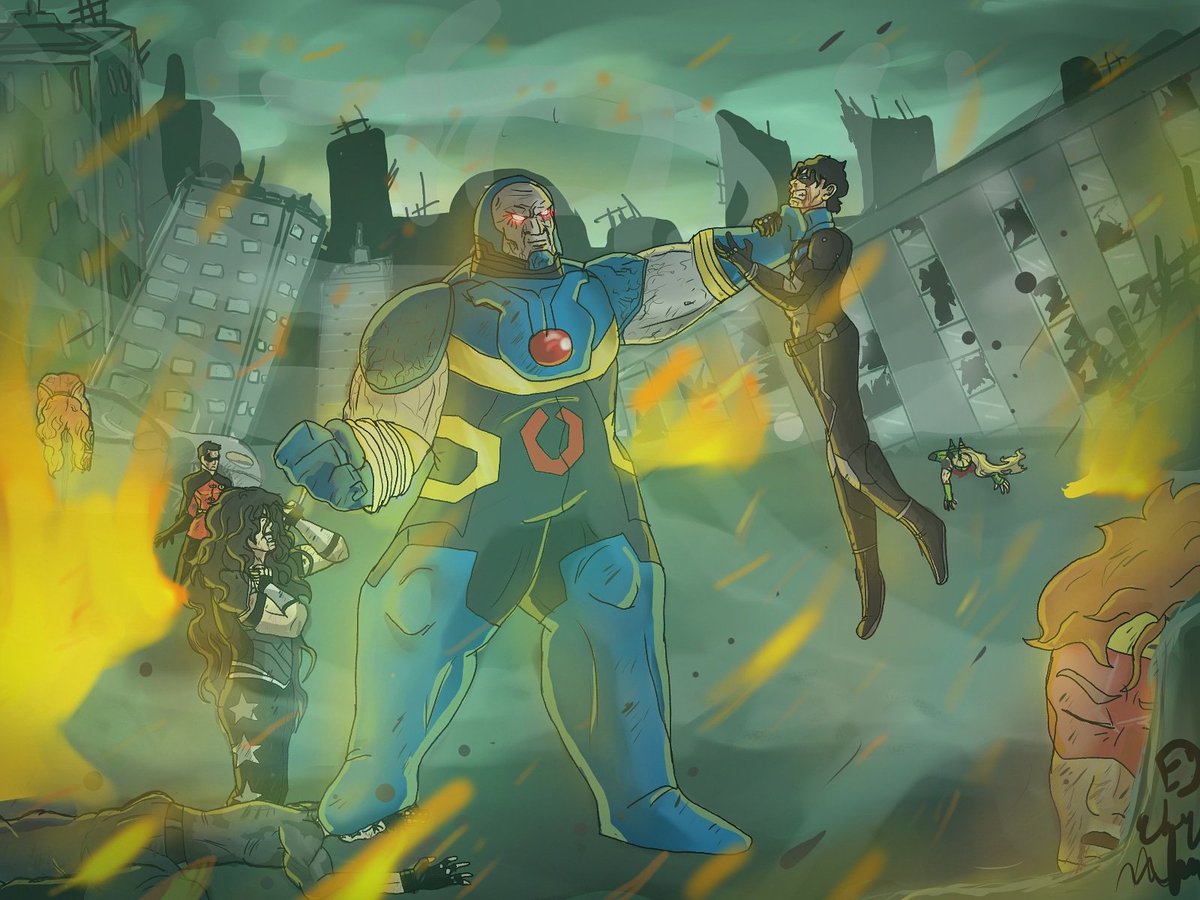 Ecstatic_ent_'s tweet photo. DARKSIED SIEGE!😁😁#justice #leauge #super #superheroes #art #youngjustice #teentitans #comic #illustration #digitalpainting #epic #war #superboy #nightwing #destruction #fight #fantasy https://t.co/WZtRE7oR3t
