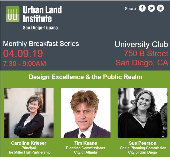 USPUCSD's tweet image. ULI San Diego-Tijuana is hosting a panel, including USP Professor Sue Peerson, on urban design and public realm at their next breakfast. We highly encourage you to attend! More information can be found here: 

magnetmail.net/actions/email_…