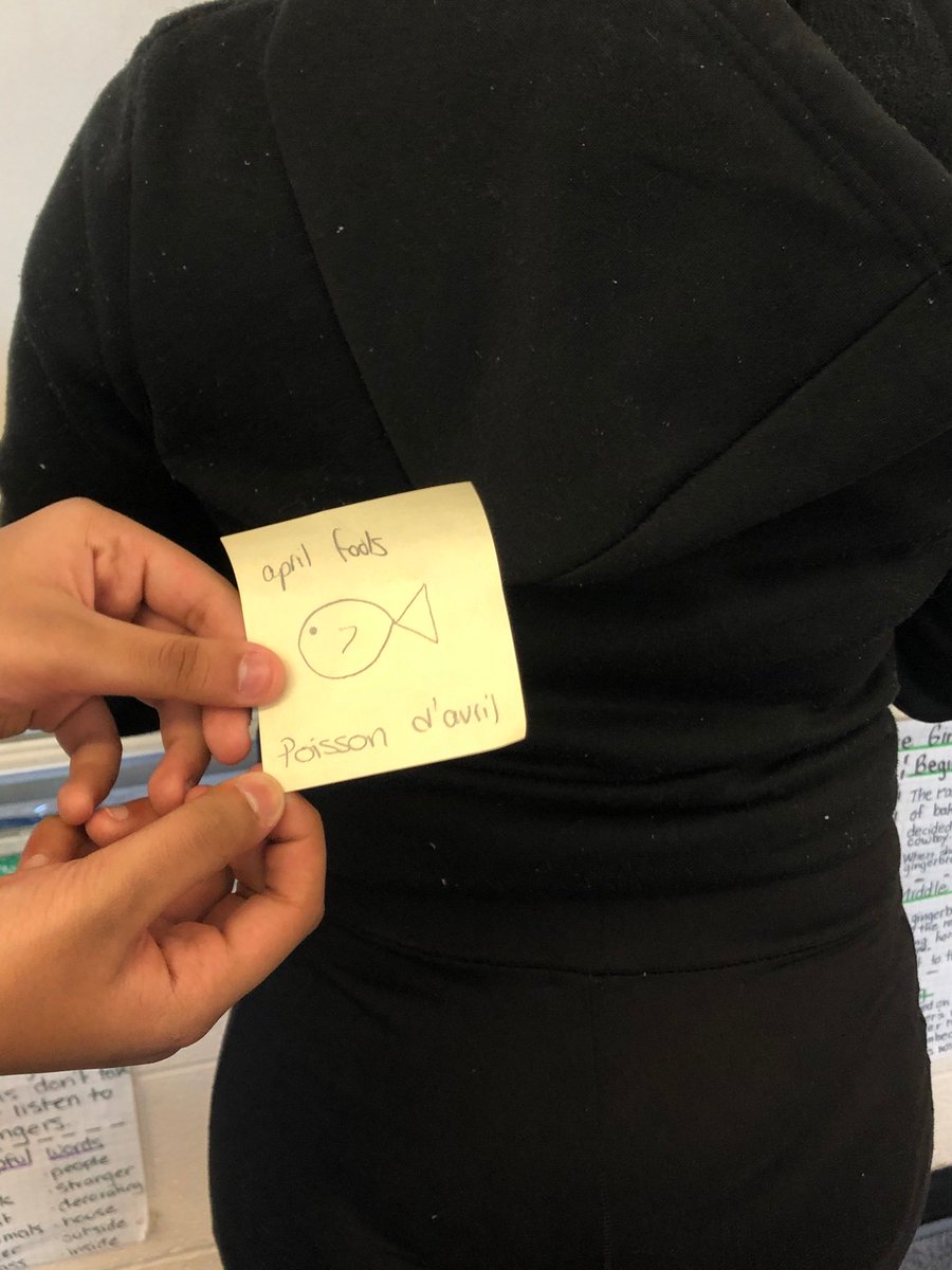 upshur_olivia's tweet photo. Sharing an old primary school tradition with @sai_paranjape today! Poisson dβAvril was one of my favourite days as a kid. #poissondavril #frenchclass #oldtradition #sharingthefun https://t.co/iPHTvlR1Is