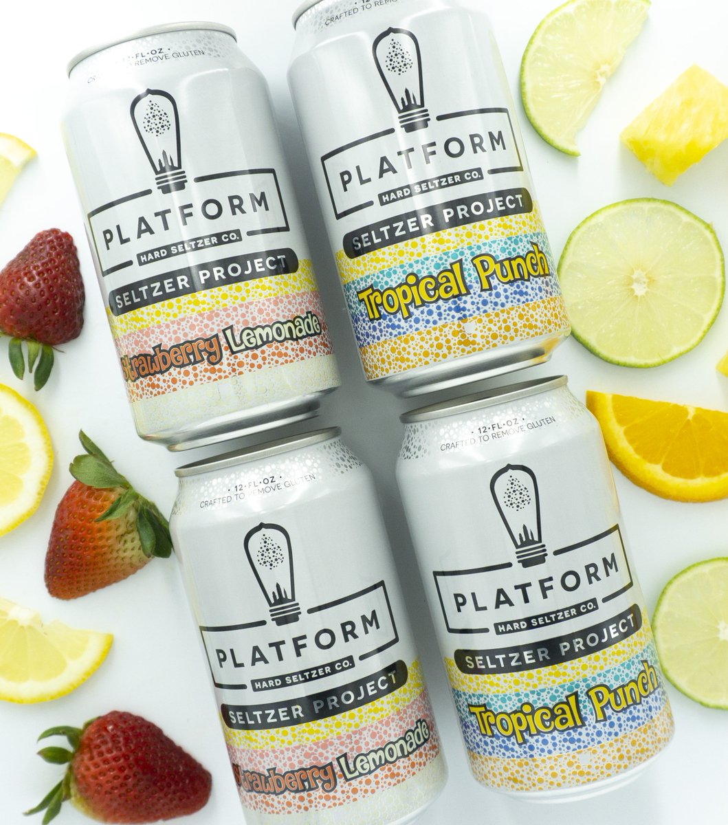 PlatformBeerco's tweet photo. Strawberry Lemonade & Tropical Punch Seltzer Project—110 calories, 4 carbs, and 5% ABV.
.
Two new Seltzer Project cans rolling into stores this week, everywhere Platform Beer is sold!
#projectseltzer #platformseltzer #platforminnovates #boldandunbound #platformbeerhere https://t.co/GO5EeQ7Akm