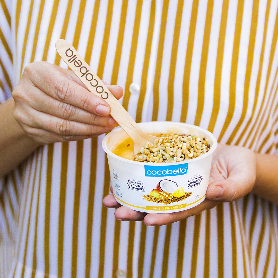 pure_cocobella's tweet image. On-the-go? Grab a Cocobella yoghurt bowl featuring deliciously creamy and dairy-free coconut yoghurt topped with gluten-free superfood clusters! ✨ #poweron #cocobella #nourish #grains #seeds #onthego #cocobellayoghurt