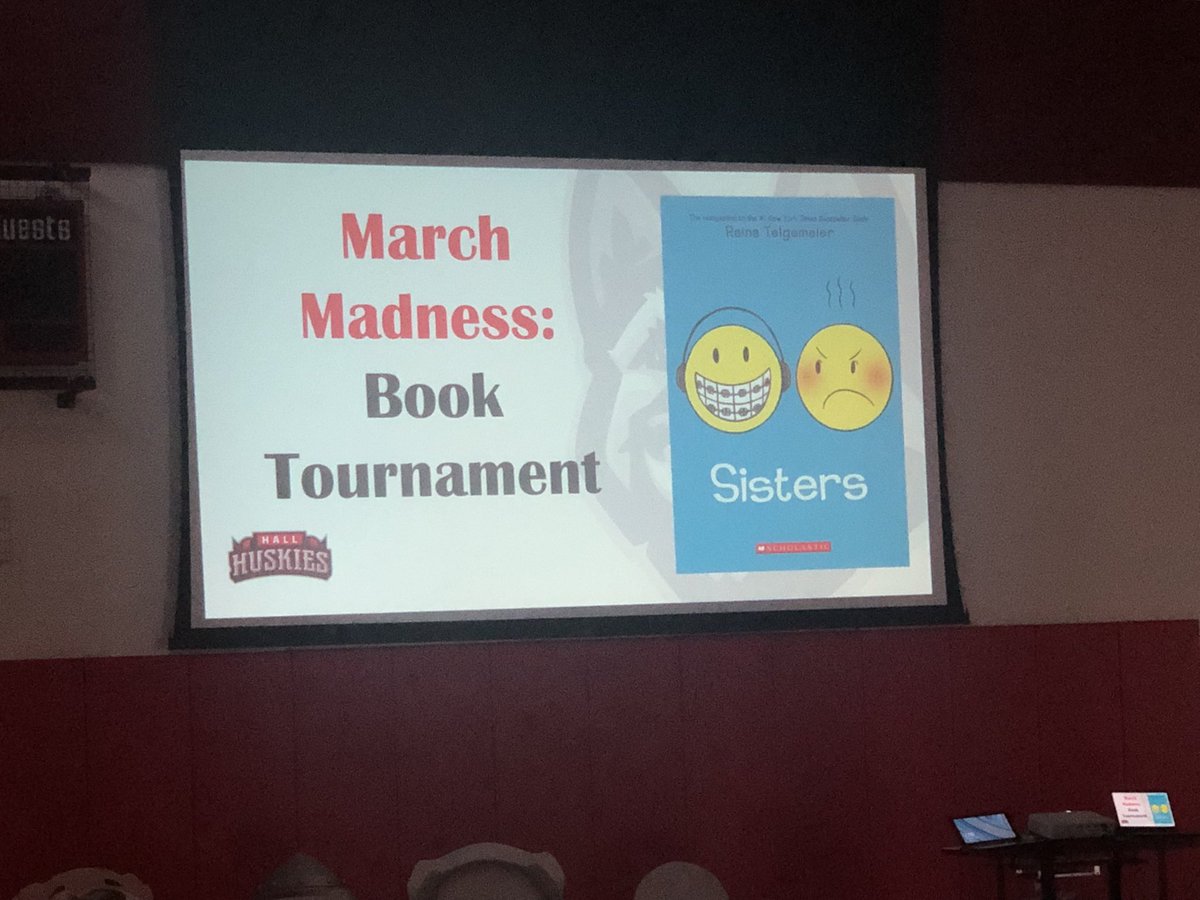Waytula's tweet photo. Our March Madness book tournament at @HallElemSchool may be over, but we are always celebrating our love of reading! ‘Sisters’ by @goraina is the winner this year! https://t.co/lqMPjKZTub